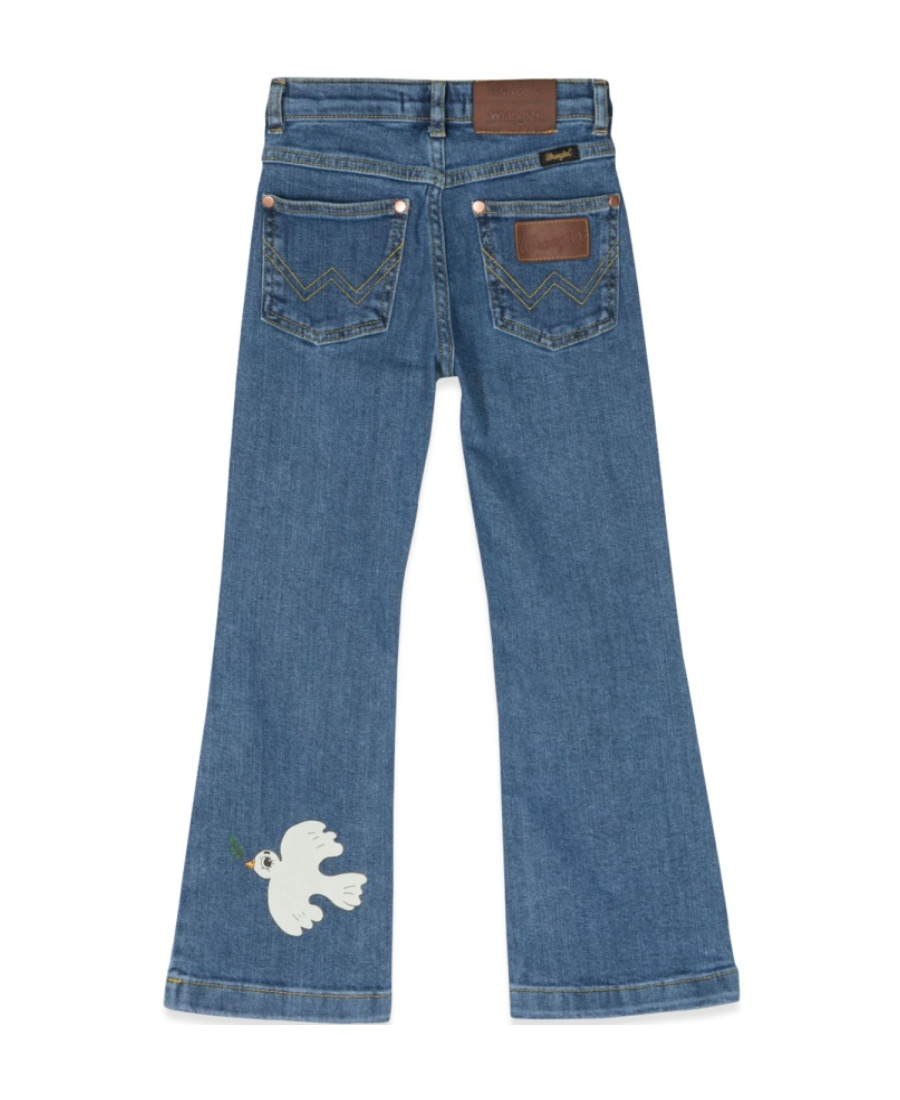 Mini Rodini Girls Blue Denim Dove Flared Jeans In Blue
