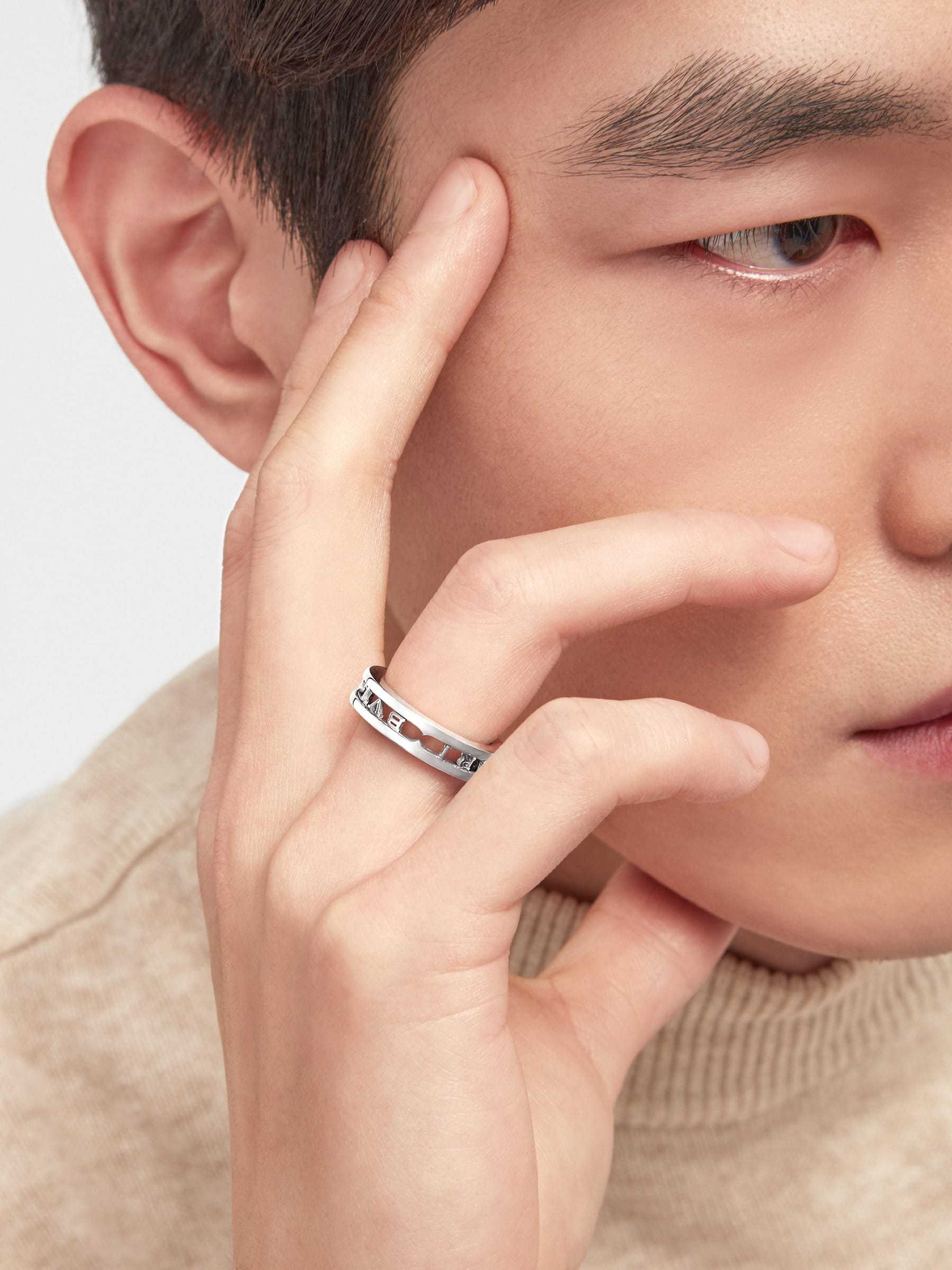 Bvlgari B. Zero1logo Carved Ring In White