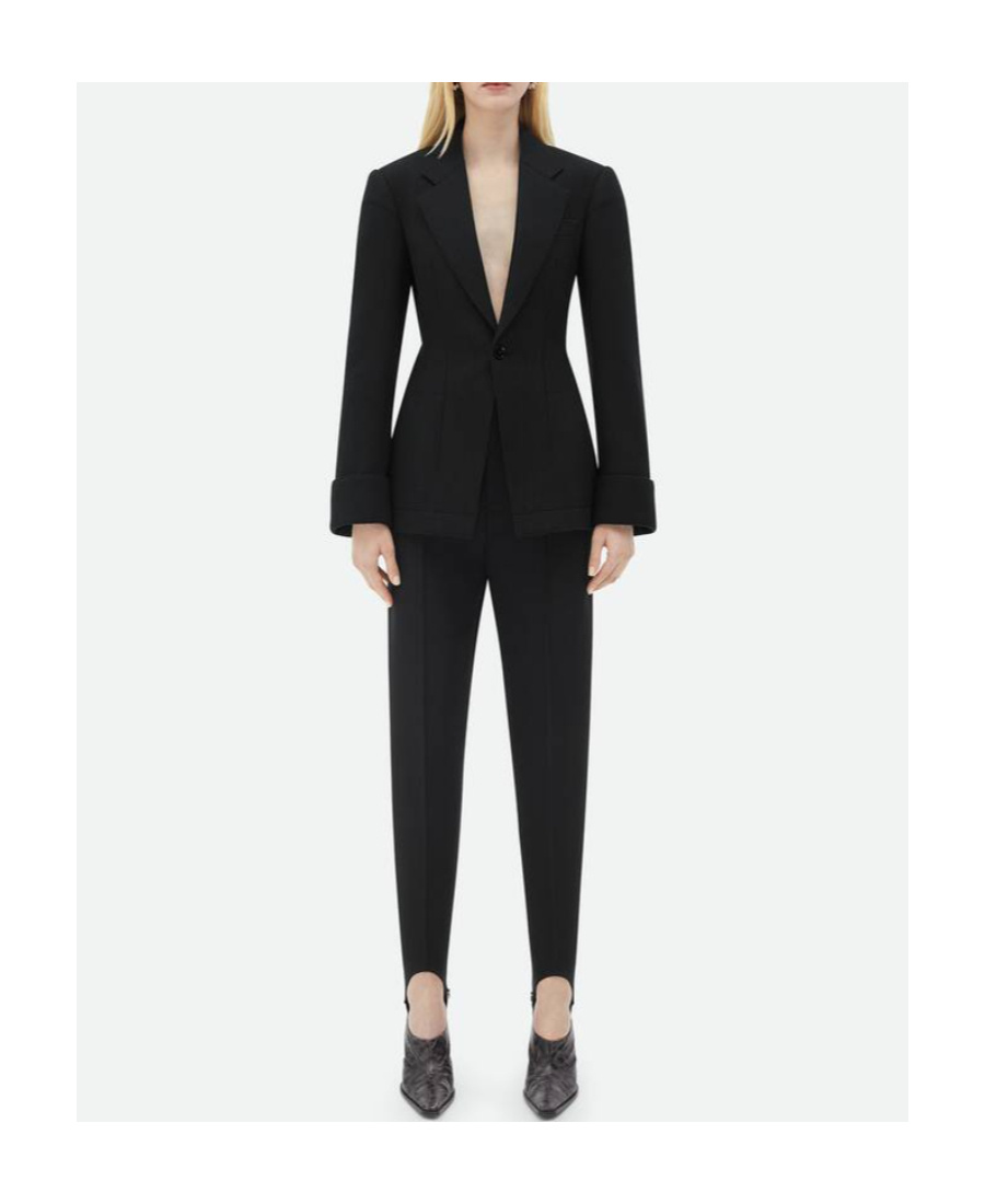 Bottega Veneta Stirrup-cuffs Slim-cut Trousers In Black