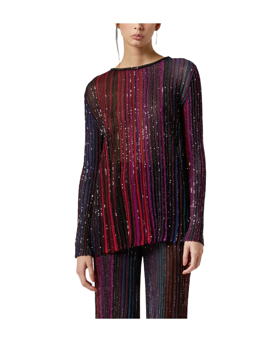 Missoni Sequin-embellished Striped Jumper In Black