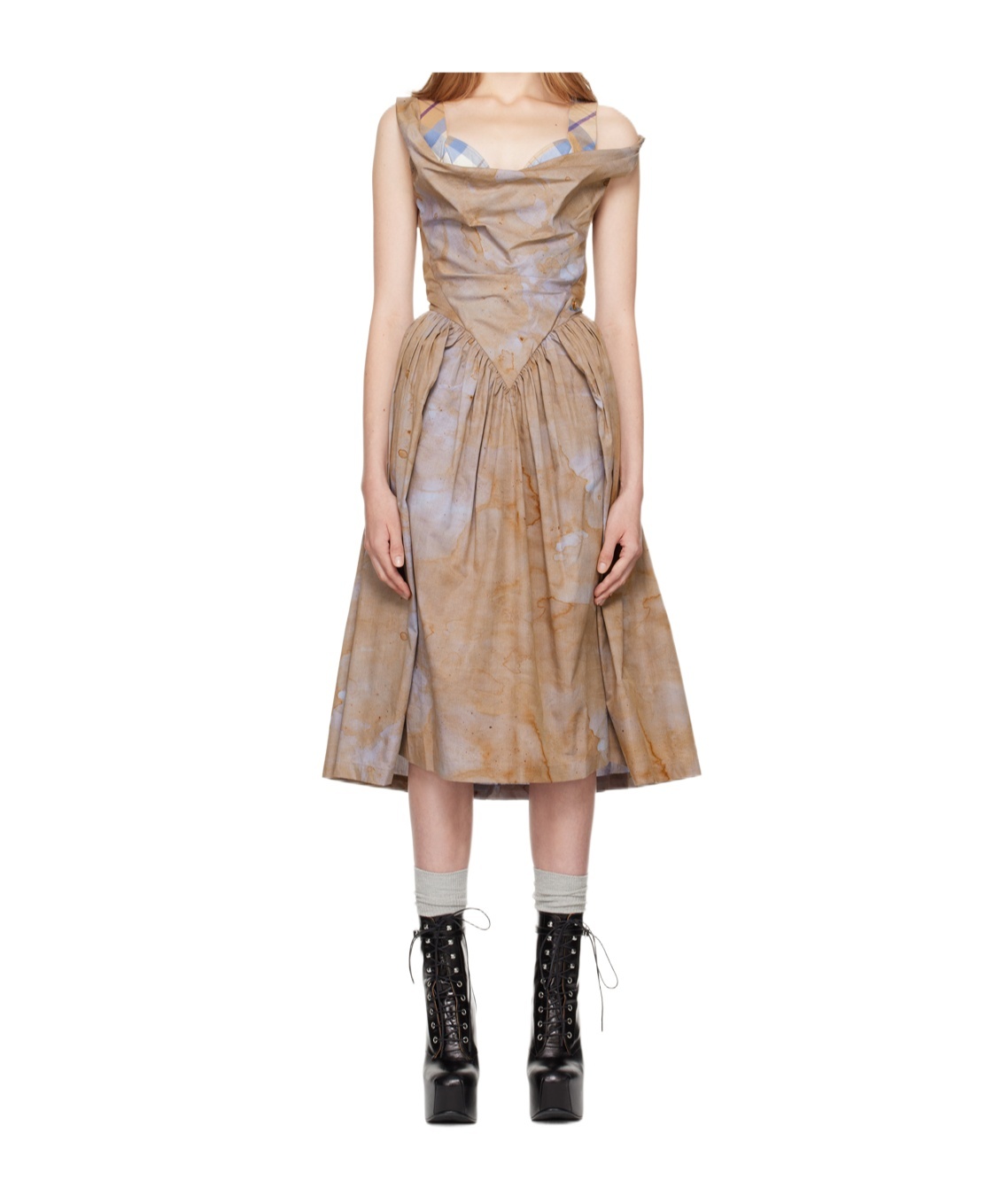 Vivienne Westwood Ssense Exclusive Capsule Brown Sunday Midi Dress In Small Stains