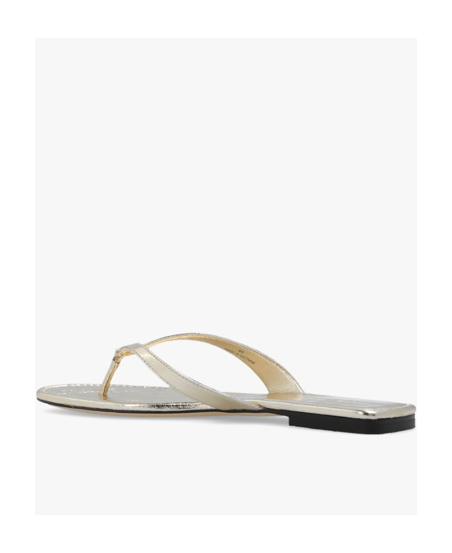 Tory Burch Flat Leather Flip-flops In Gray