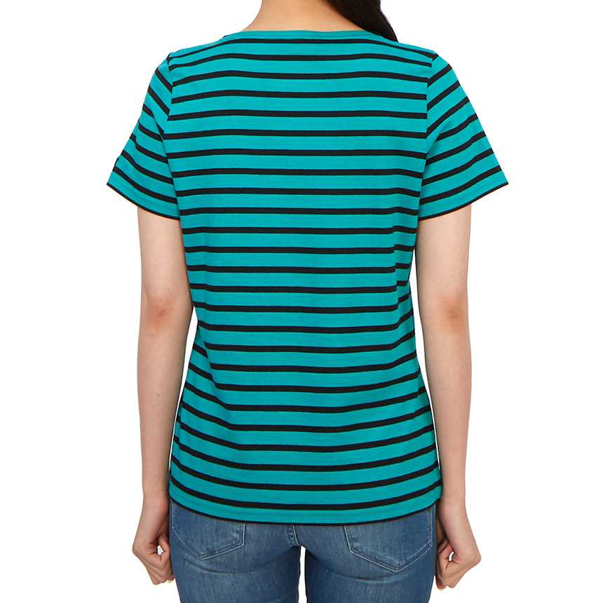 Saint James Striped Logo T-shirt In Green
