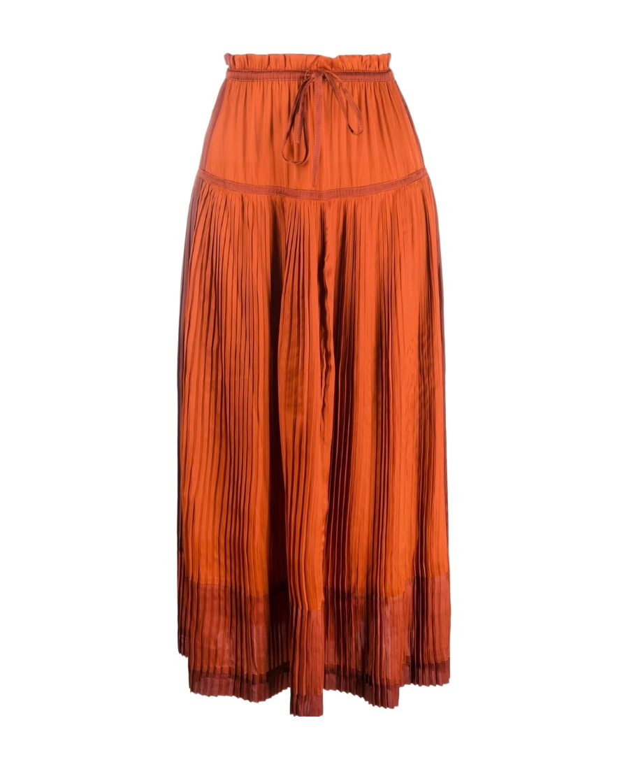 Ulla Johnson Malia Pleated Drawstring Maxi Skirt In Red