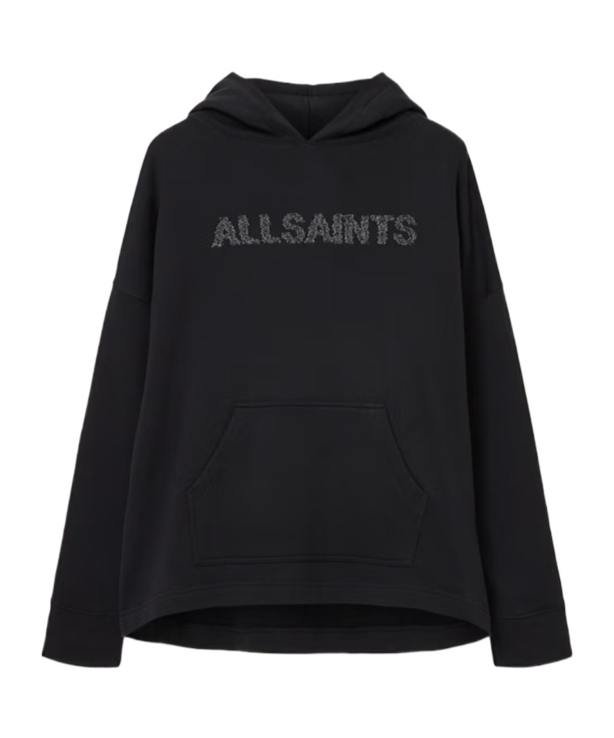 Allsaints Pins Oversized Ettienne Hoodie In Black