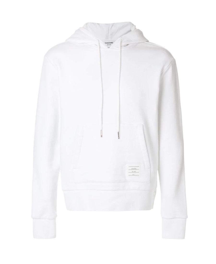 Thom Browne Center-back Stripe Jersey Hoodie In White