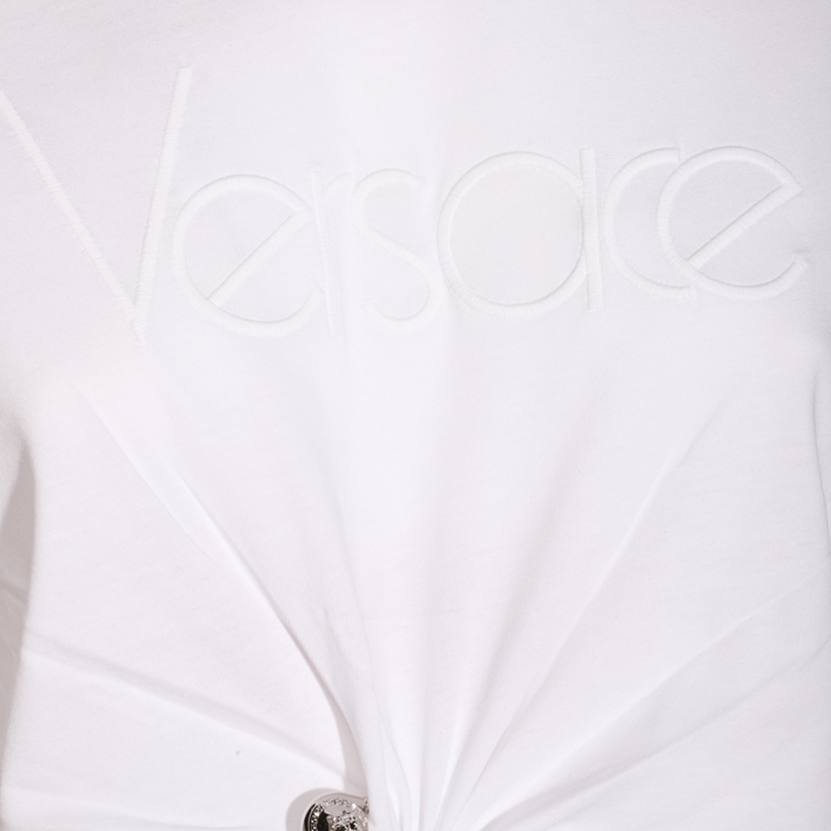 Versace Logo And Safety Pin Cotton T-shirt In White