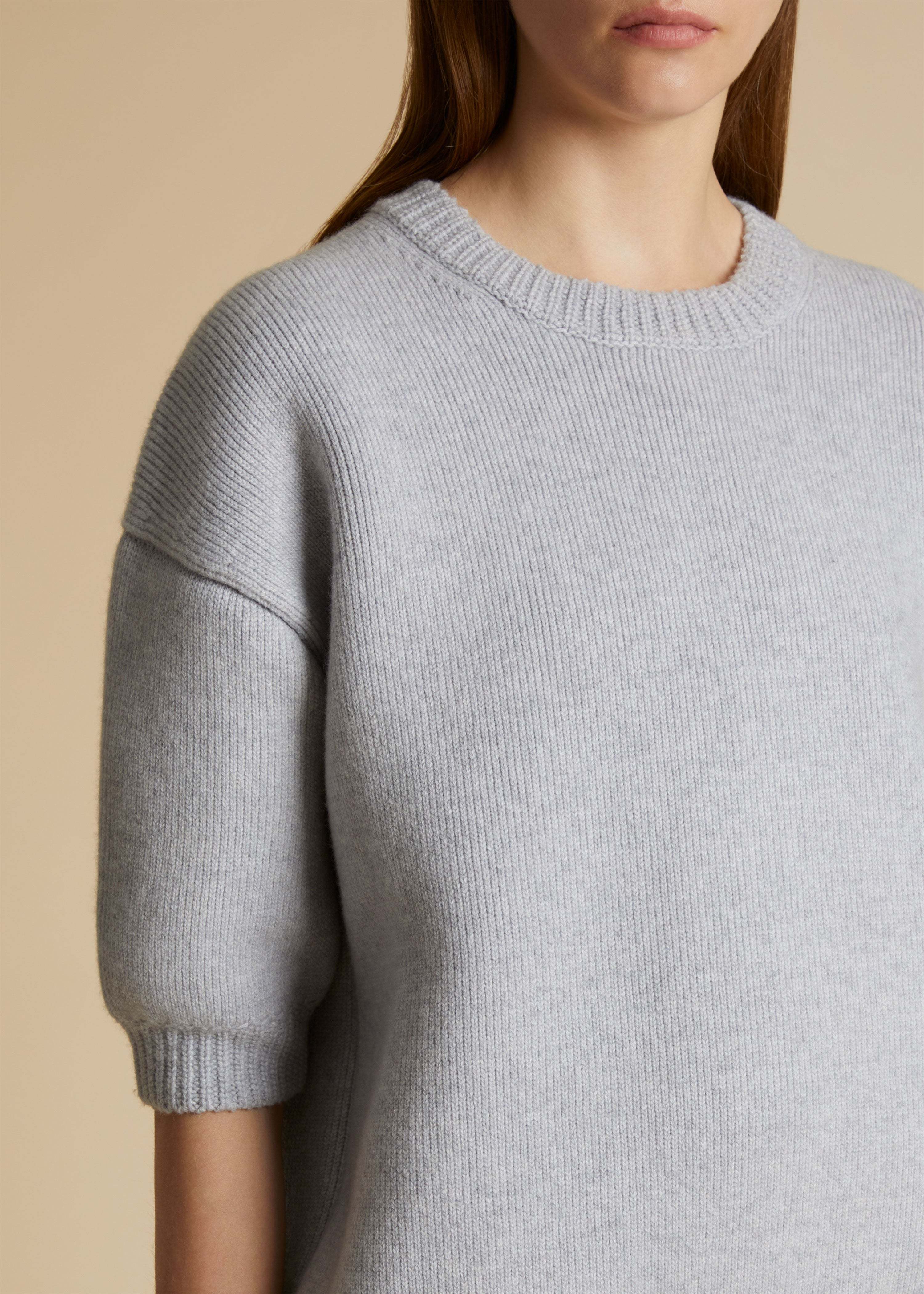 Khaite Davin Short Sleeve Cashmere Sweater In Multicolor