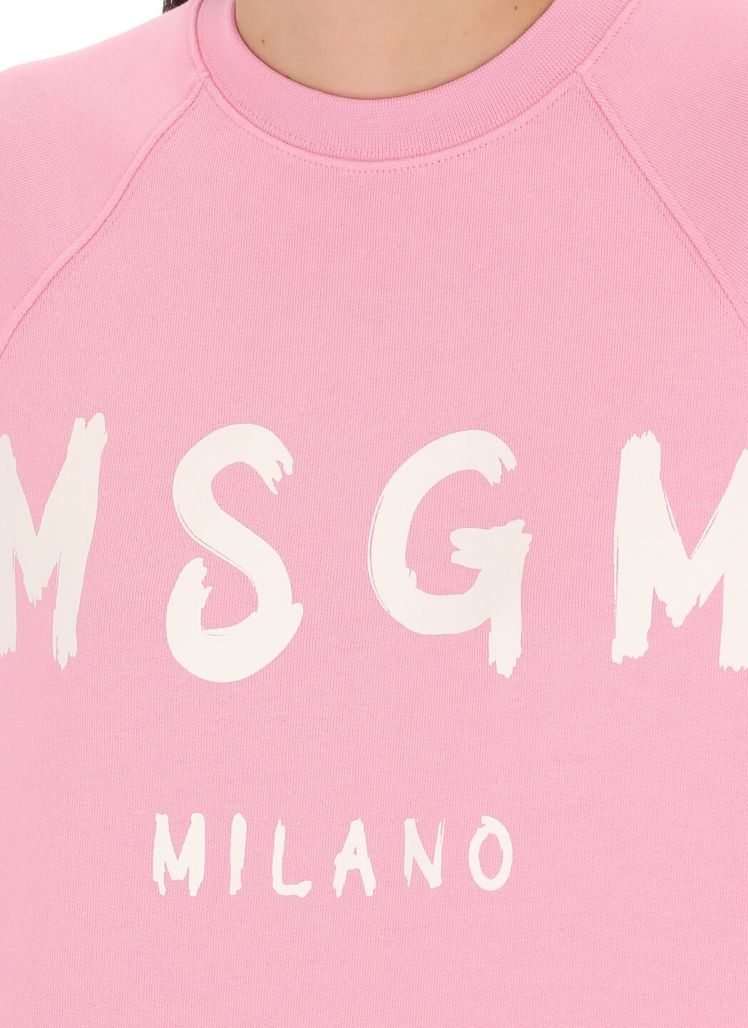Msgm Logo-print Crew Neck Sweatshirt In Pink