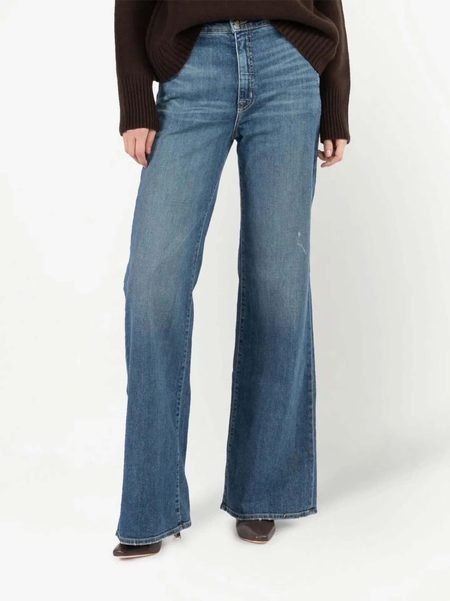 Nili Lotan Anna Mid-rise Wide-leg Jeans In Blue