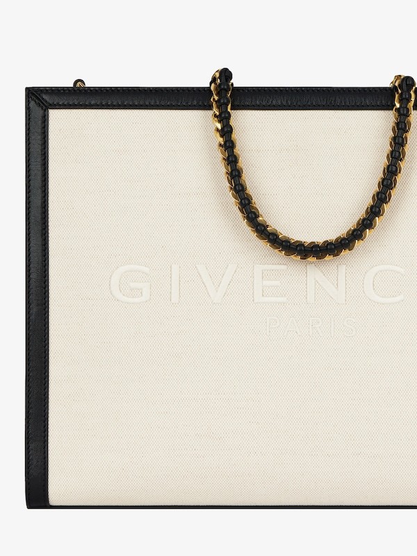 Shop Givenchy Medium G Tote Shopping Bag In Canvas And Leather In White