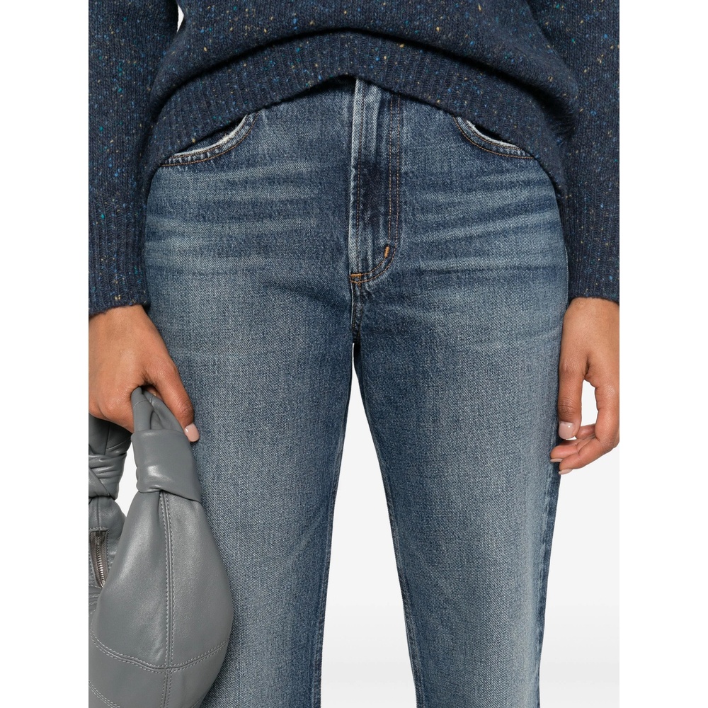Agolde Denim Trousers With Belt Loops In Blue