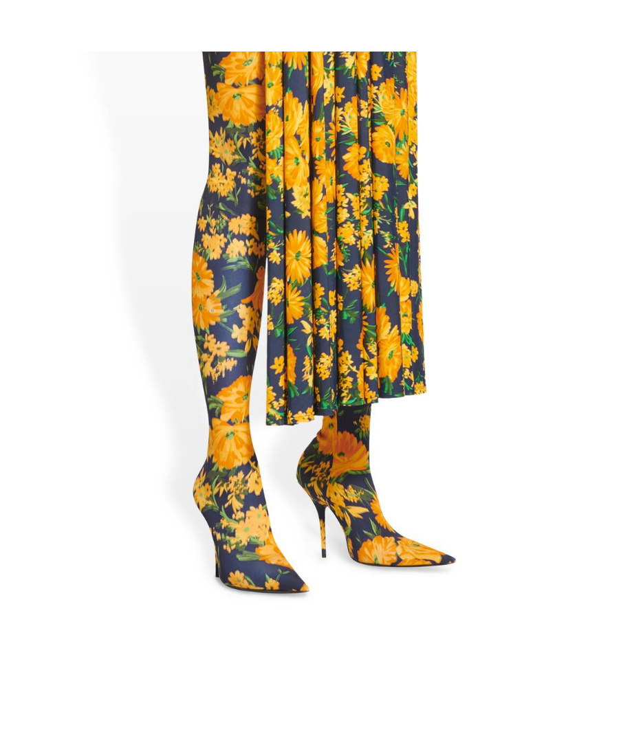 Balenciaga Floral-print High Boots In Multicolor