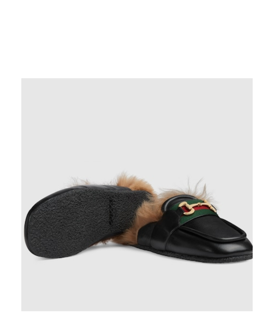 Gucci Horsebit-detail Leather Slippers In Black