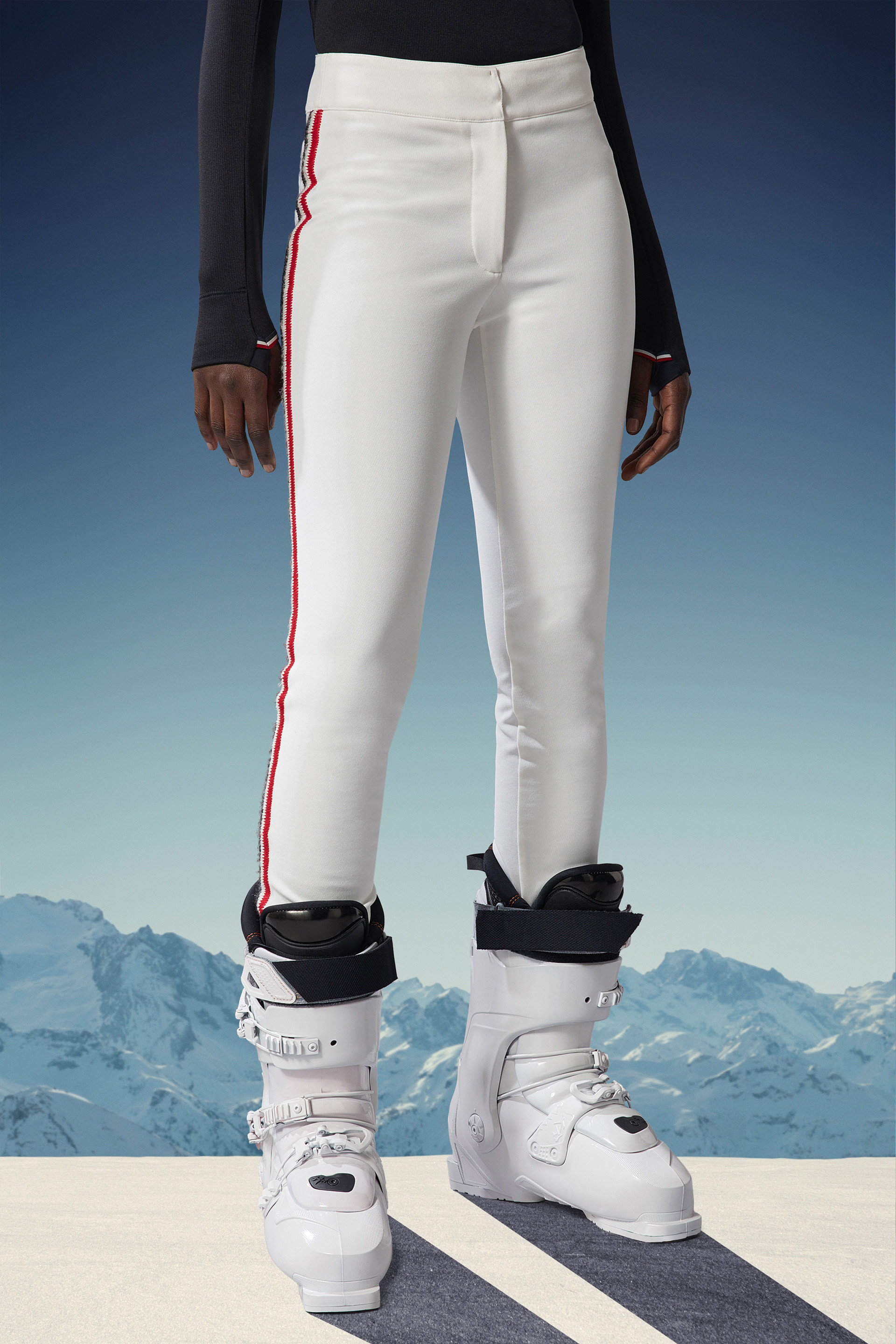 Moncler Side-stripe Slim-cut Trousers In White