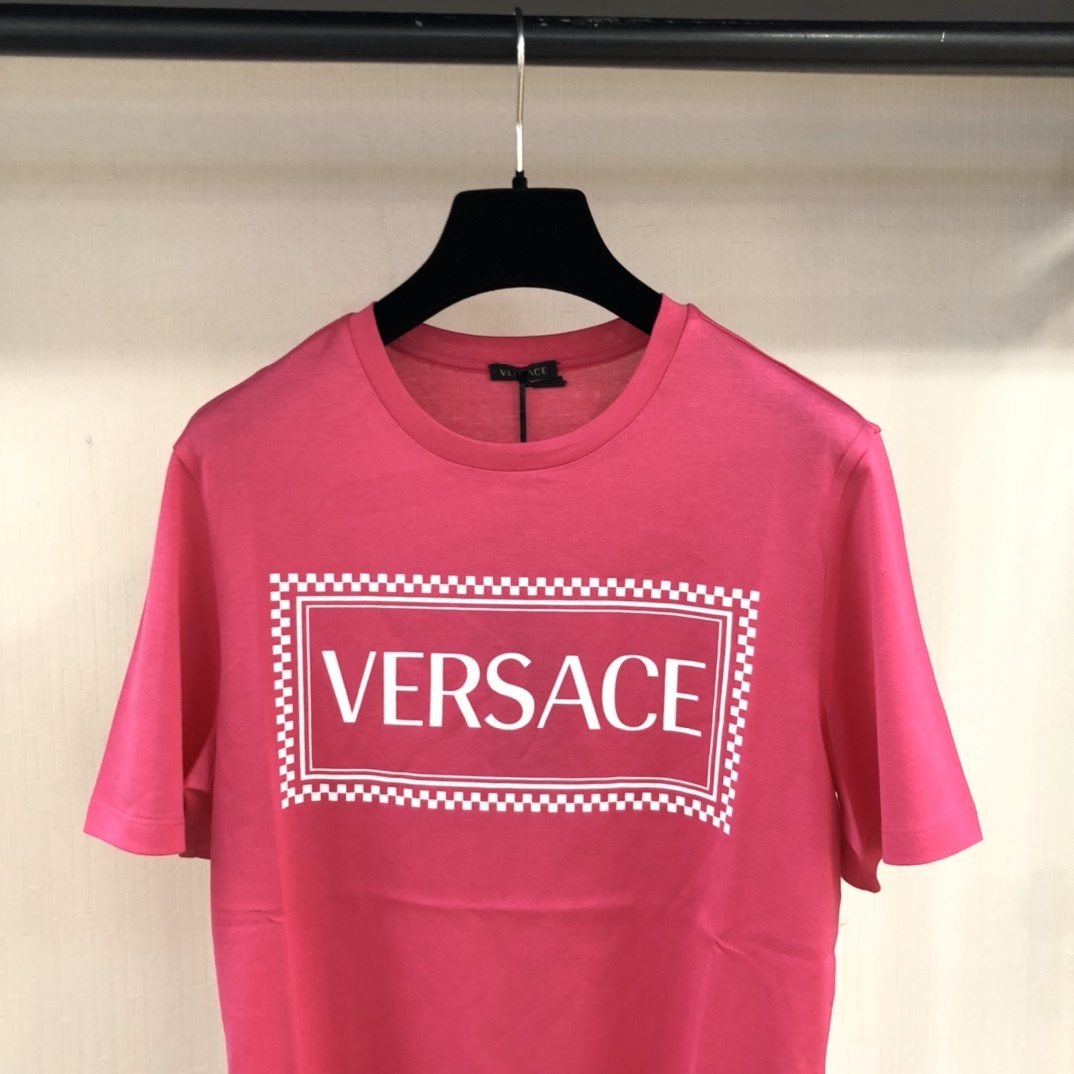 Versace 90's Vintage Logo Print T-shirt In Pink