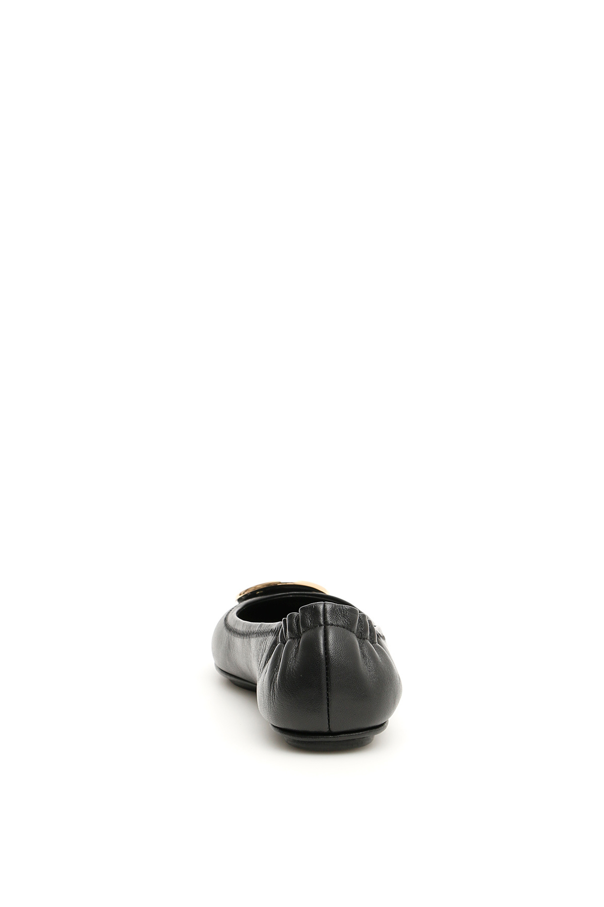 Tory Burch Leather Ballerinas With Metal Logo On The Front In Multi