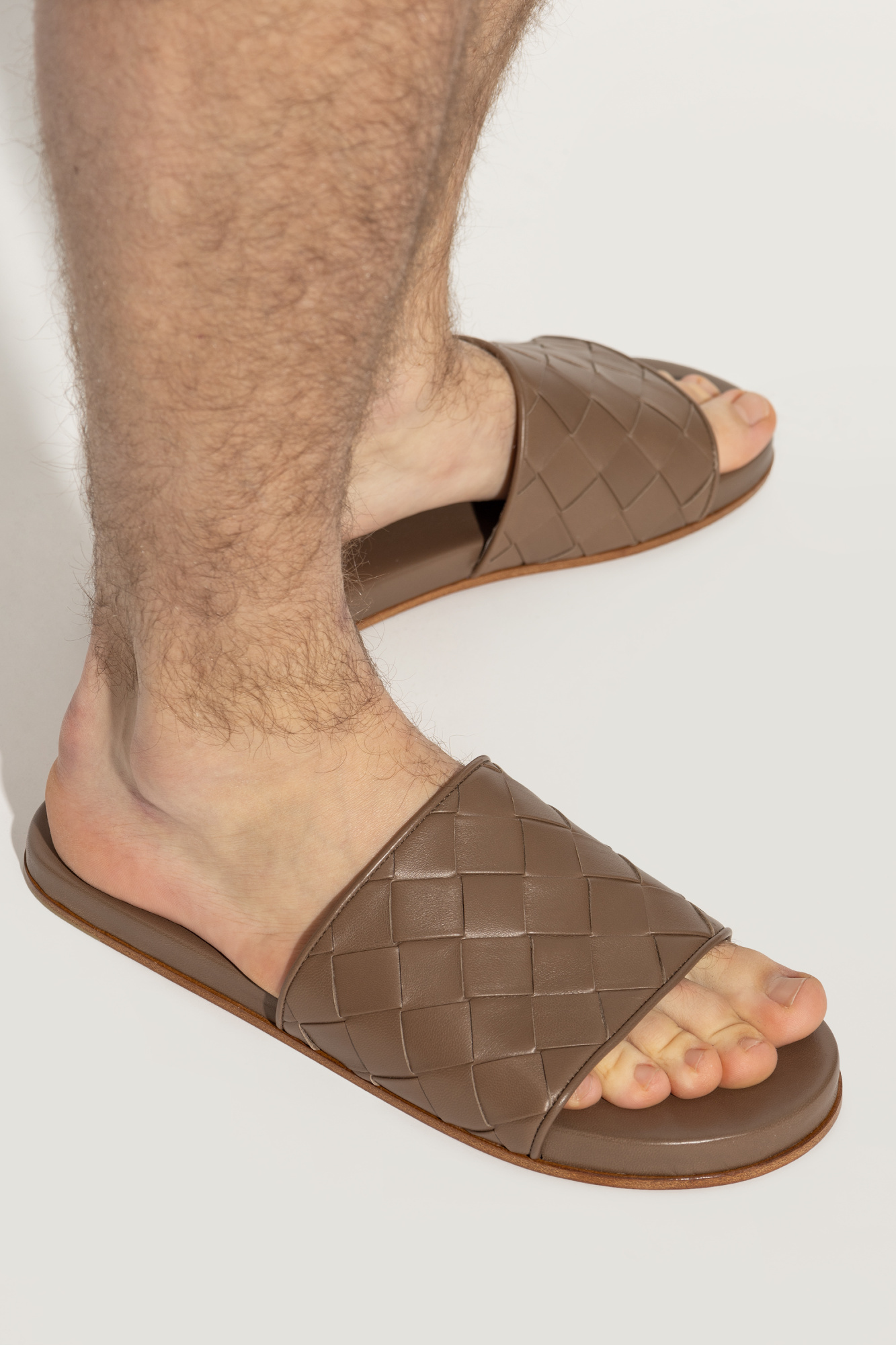 Bottega Veneta Sunday Intrecciato Slip-on Sandals In Brown