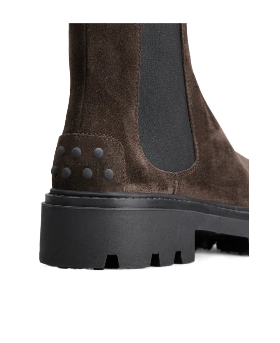 Tod's Brown Black Slip On Ankle Boots In Black