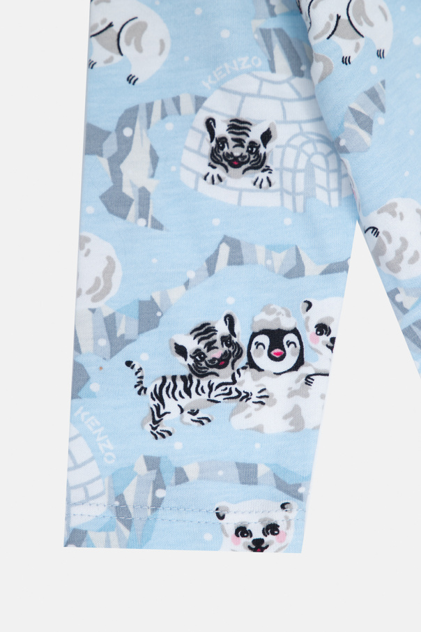 Kenzo One-piece Bib And Beanie Set In Blue