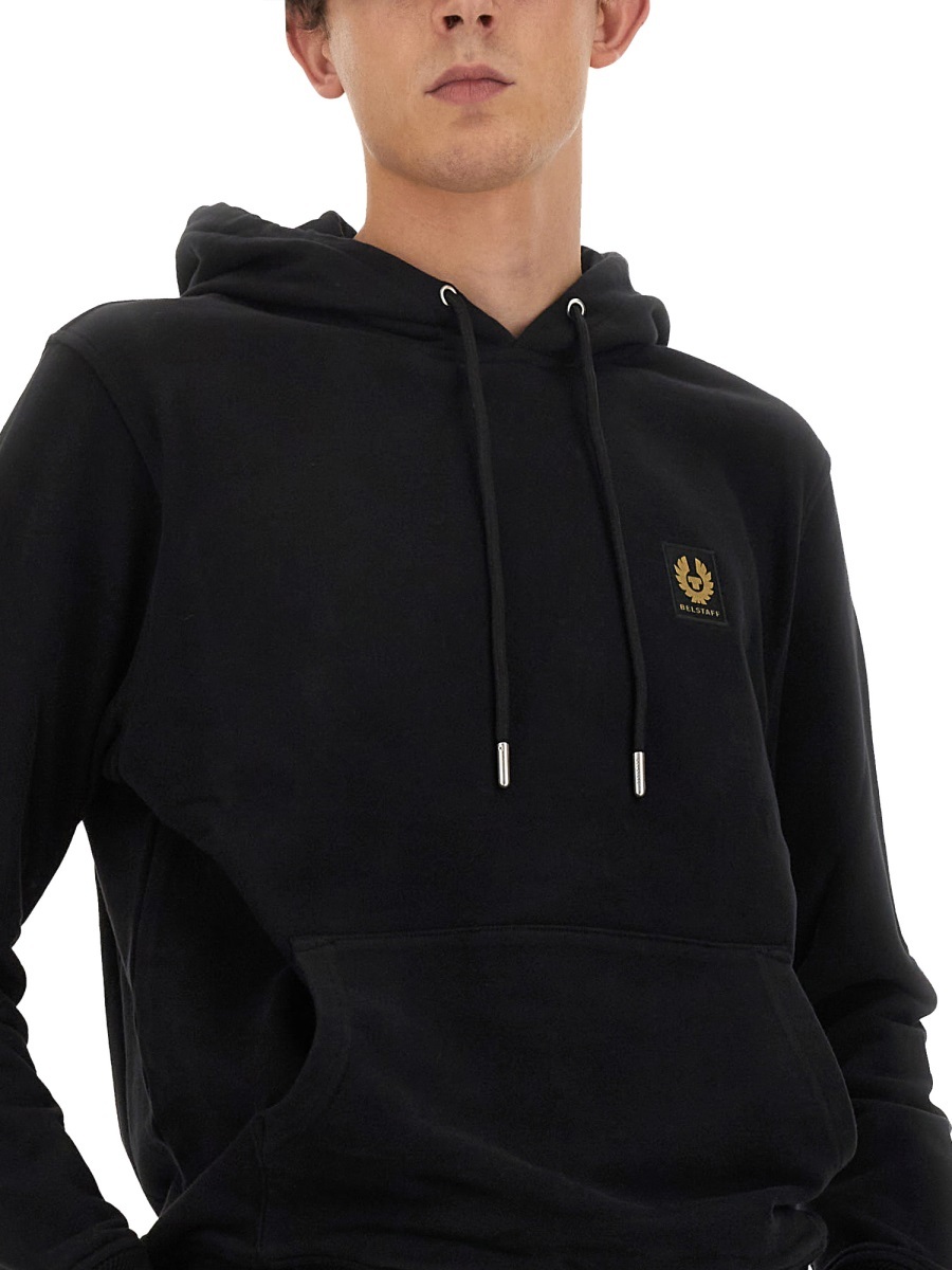 Belstaff Logo-patch Drawstring Hood In Black