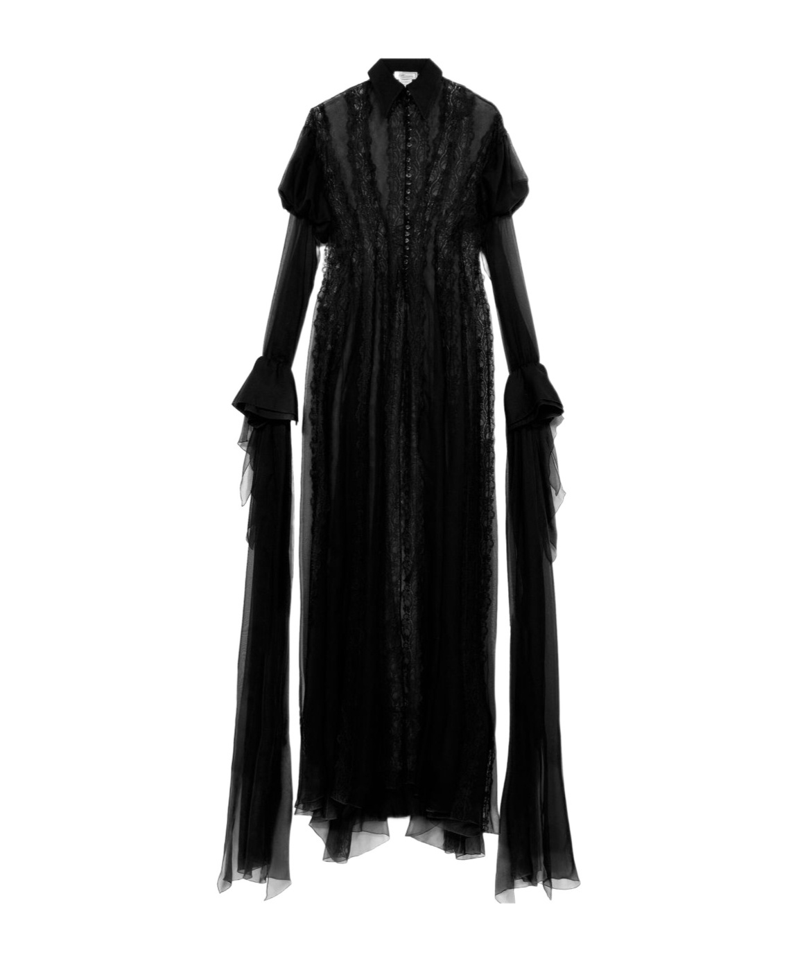Blumarine Lace-panelled Puff-sleeve Top In Black