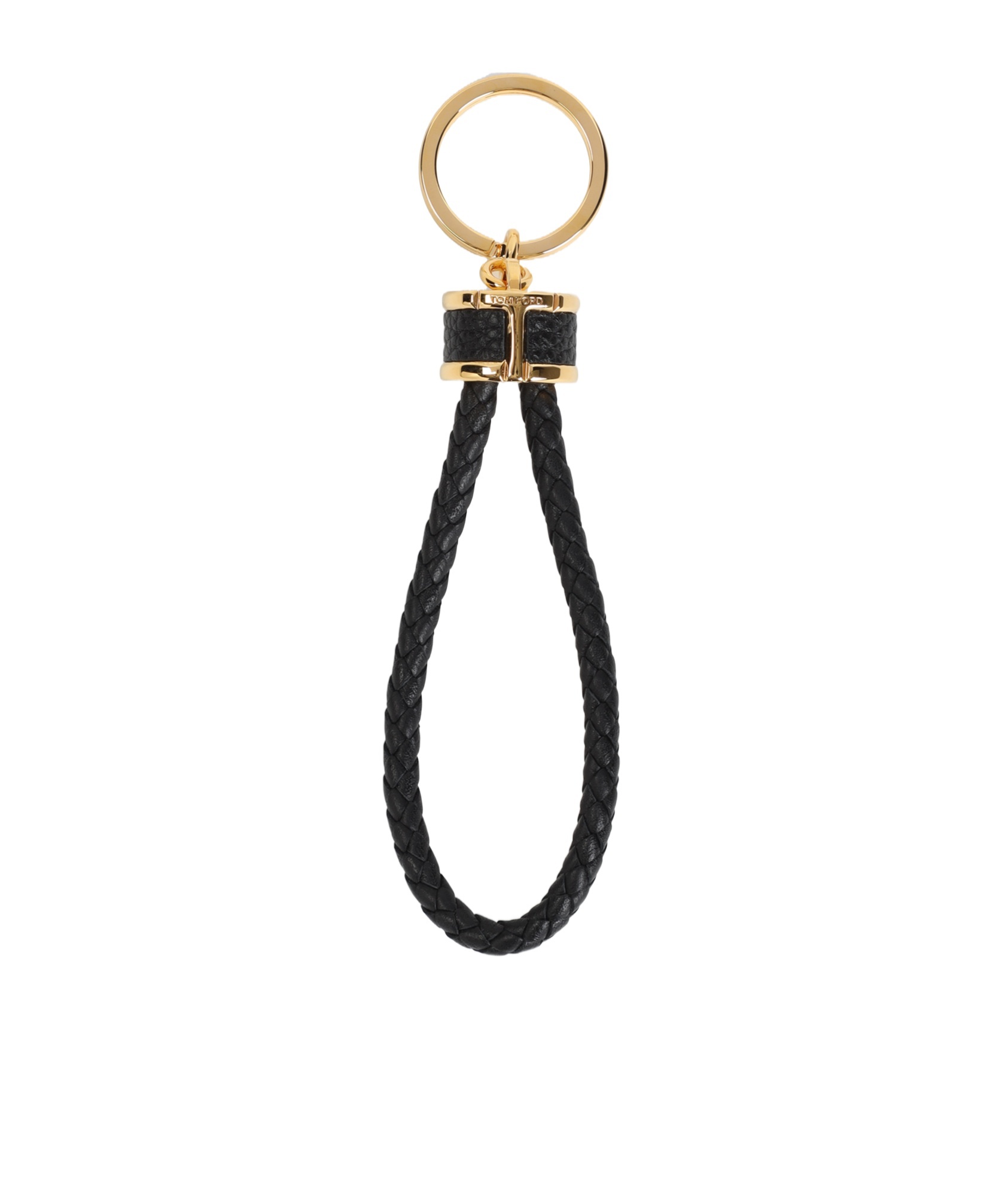 Tom Ford Logo Engraved Key Ring In Black