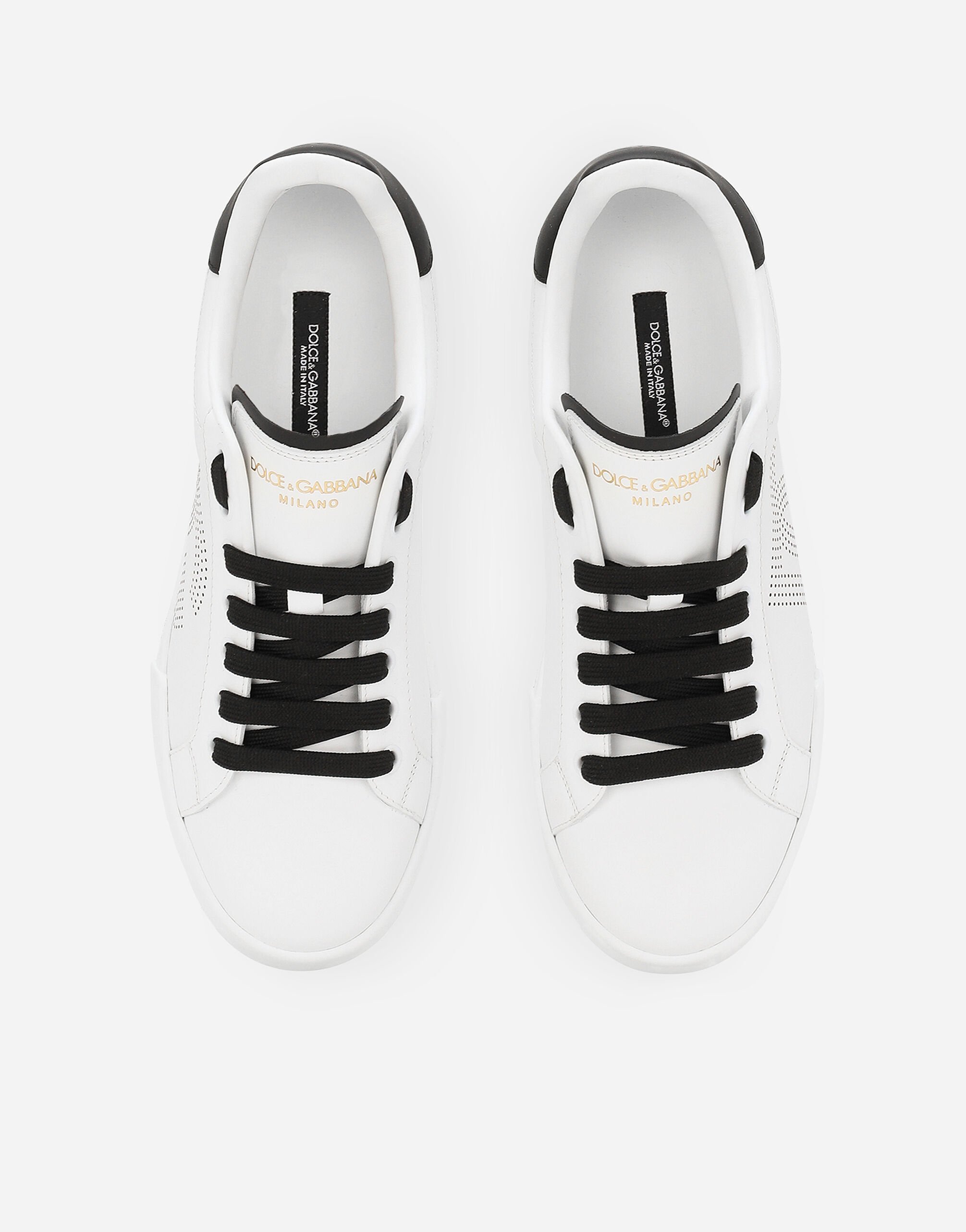 Dolce & Gabbana 'portofino Light' White Sneakers With Perforated Logo On The Side And Logo Patch On The Tongue In White