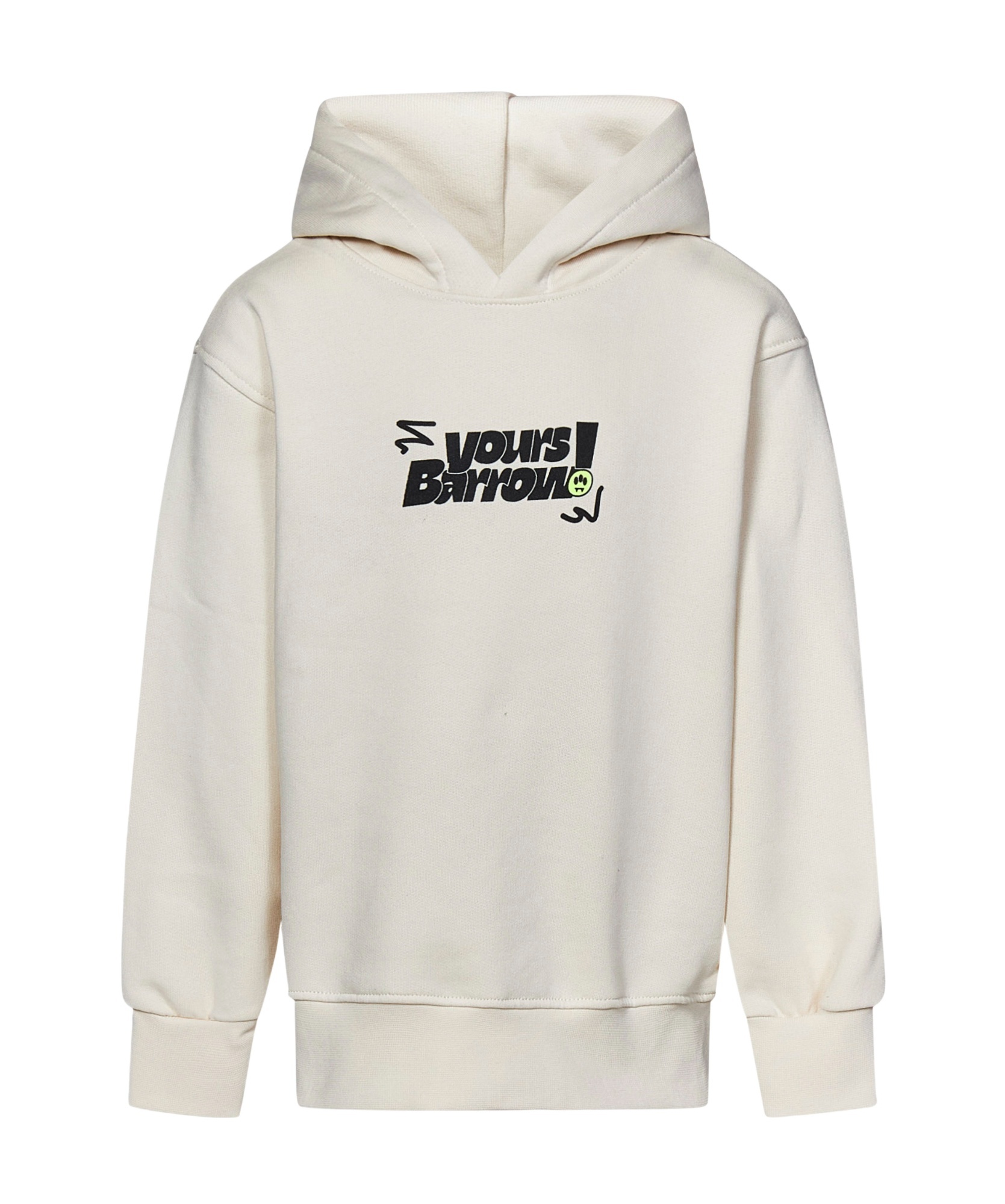 Barrow Bear-print Cotton Hoodie In White
