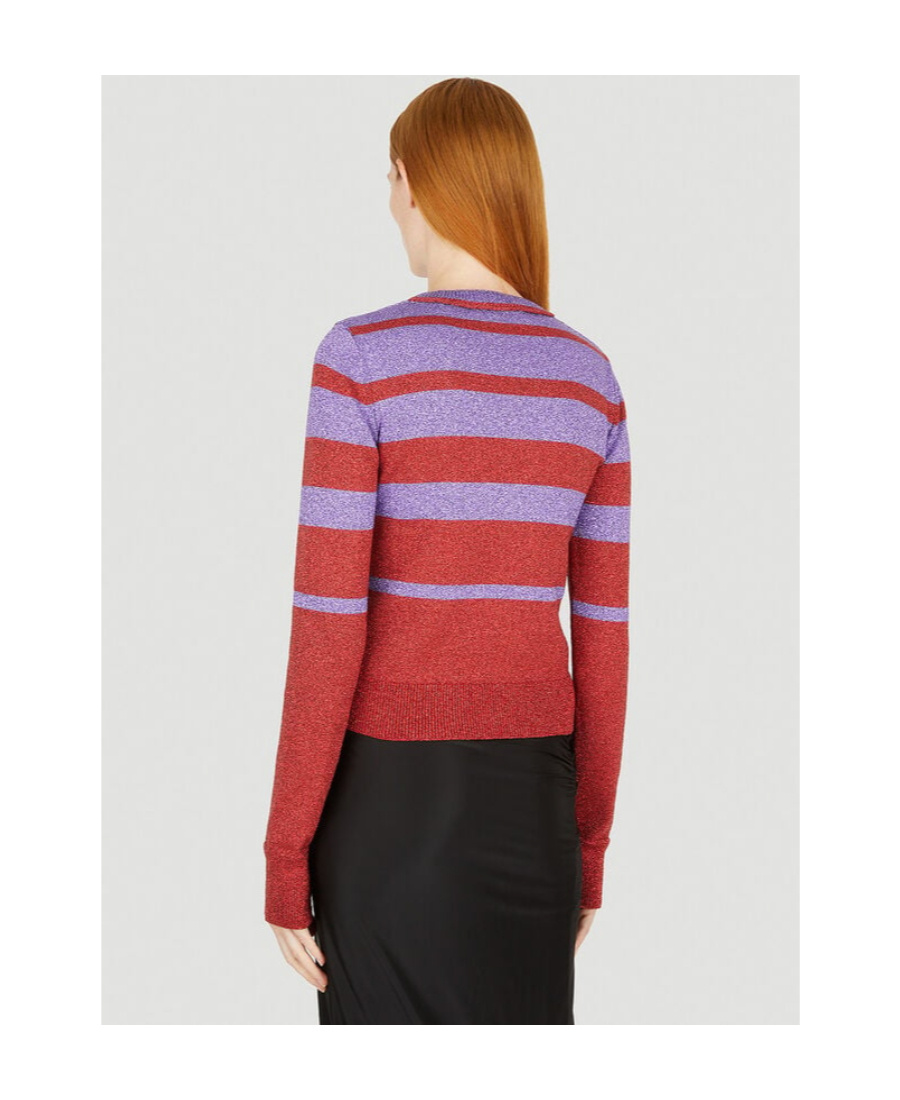 Shop Rabanne Striped Crew-neck Jumper In Black