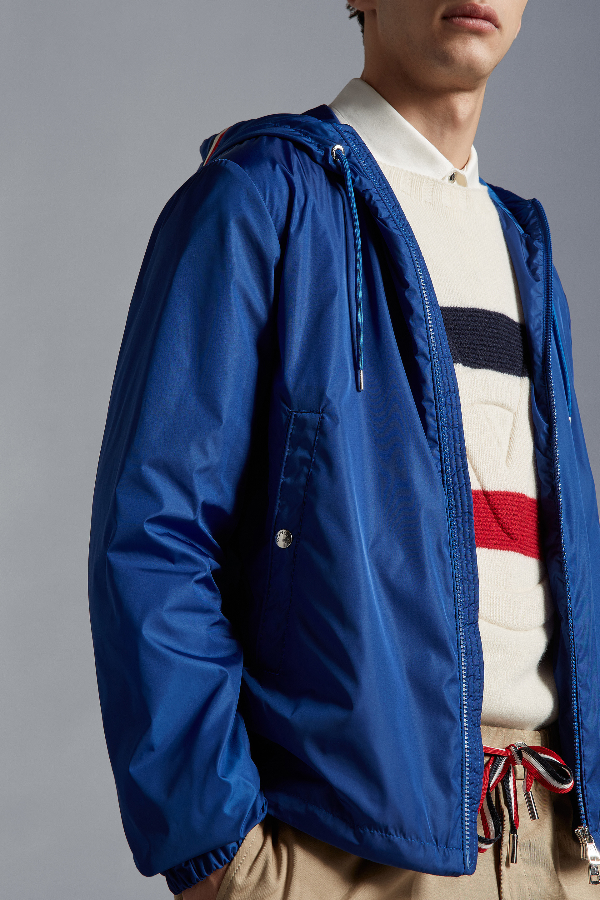 Moncler Zip-fastening Hooded Jacket In Blue