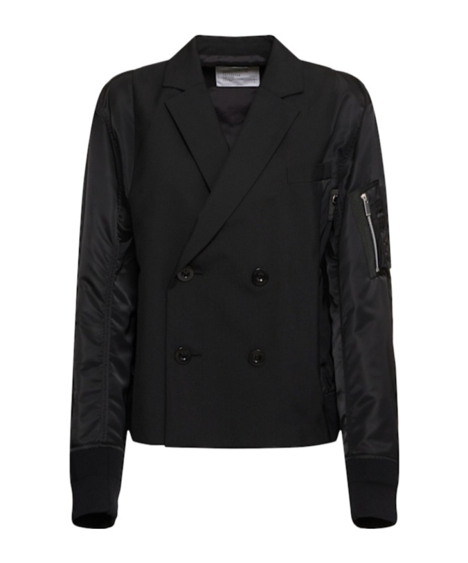 Sacai Hybrid Double-breasted Wool Blazer Bomber Jacket