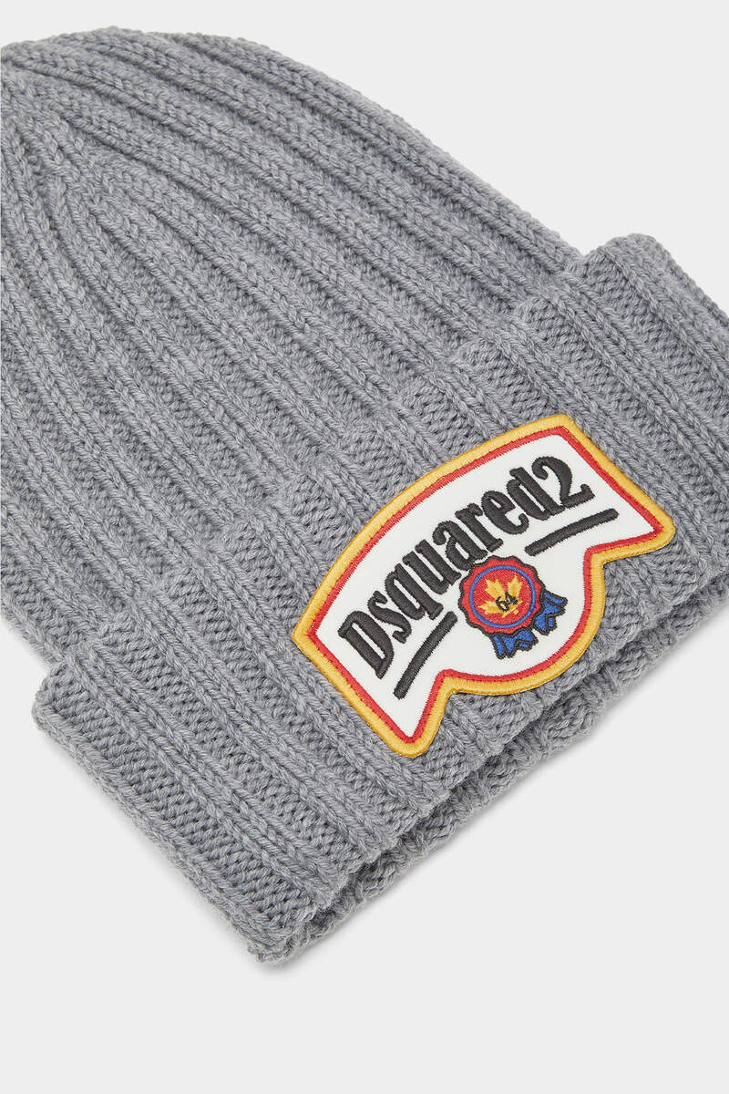 Dsquared2 Grey Ribbed Tricot Wool Hat In Gray