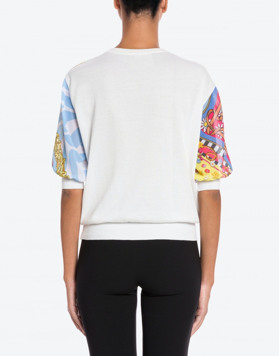 Moschino Mix Scarf Pattern Sweater In Multicolor