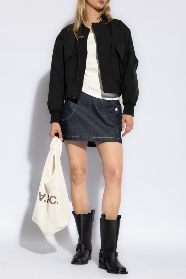 Apc Indigo Katie Holmes Edition Samantha Denim Miniskirt In Black