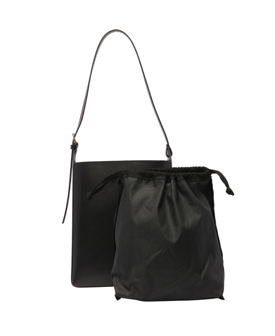 Apc 'virginie' Black Bucket Bag With Shoulder Strap And Top Adjustable Handle In Leather Woman In Black