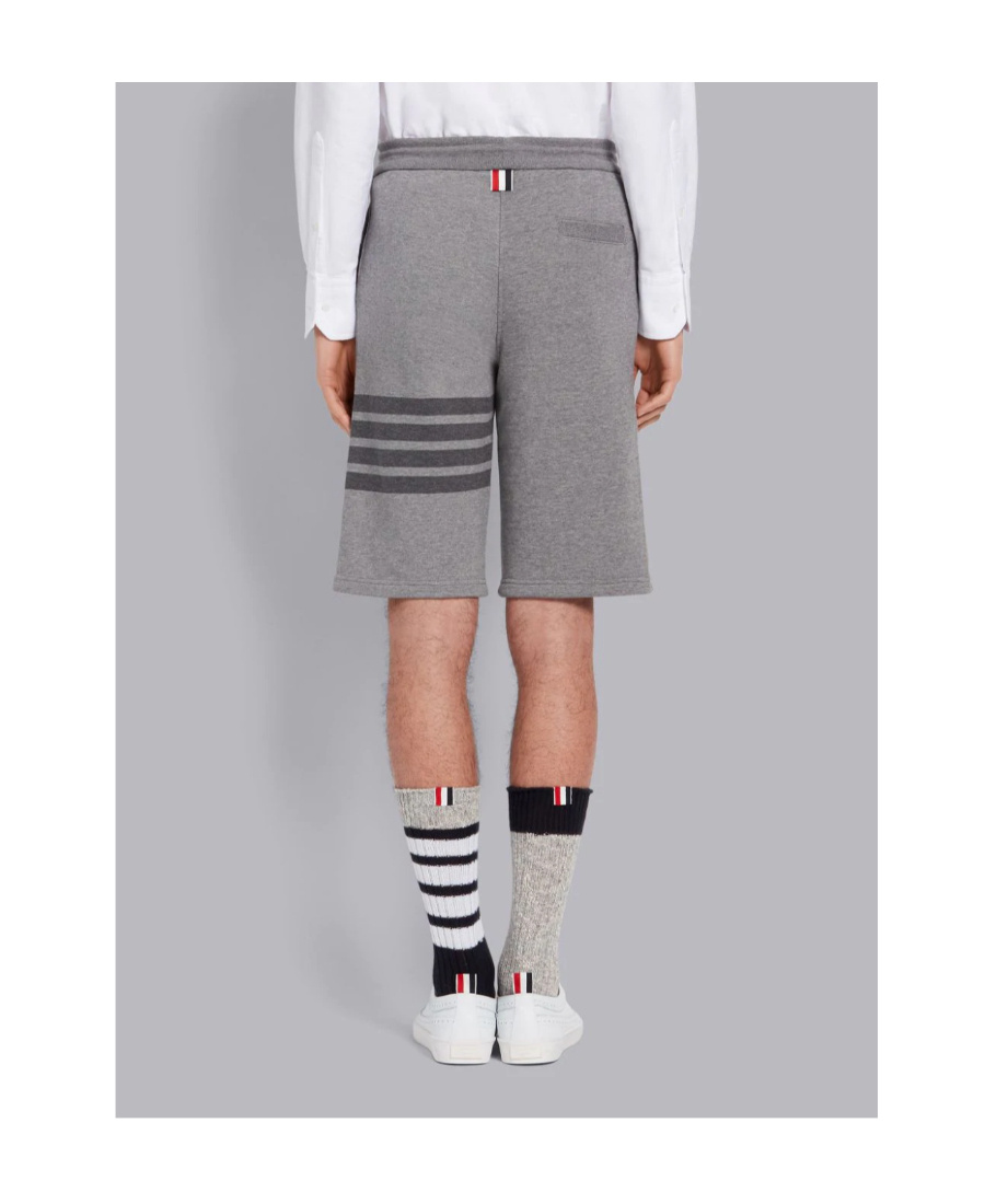 Thom Browne Tonal 4-bar Loopback Track Shorts In Gray