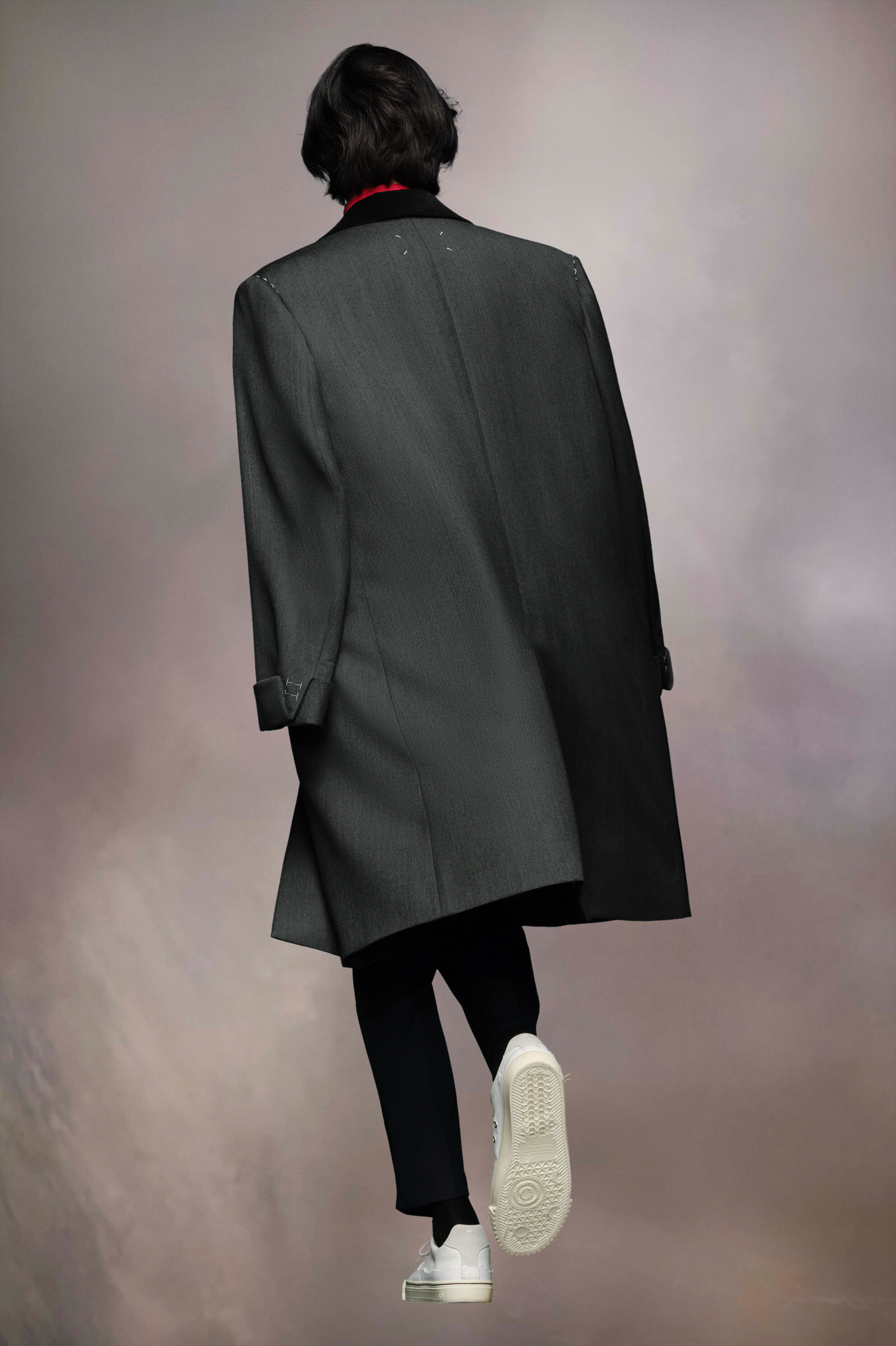 Maison Margiela Work-in-progress Wool Coat Man Charcoal In Black