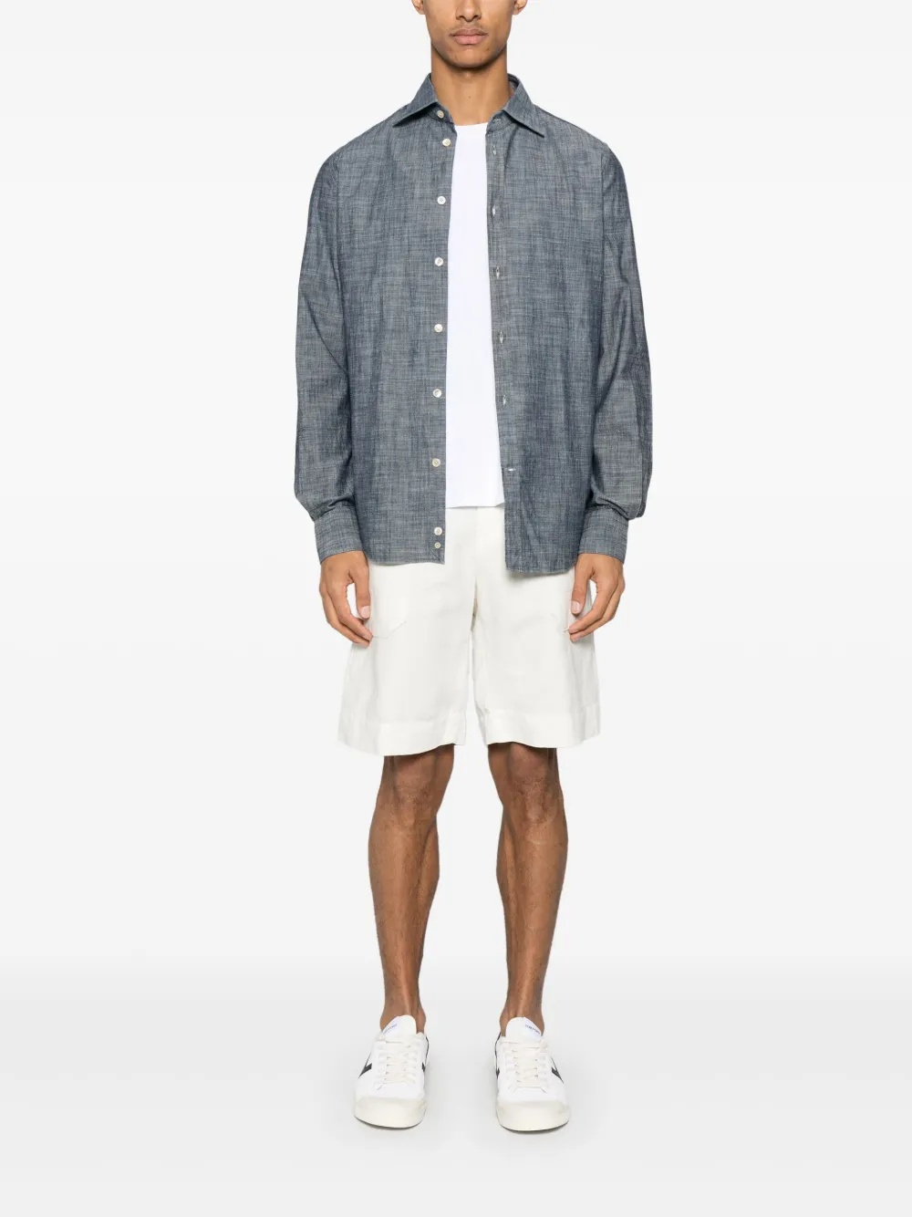 Eleventy Shirt Italian Collar Cuffed Sleeves In Gray