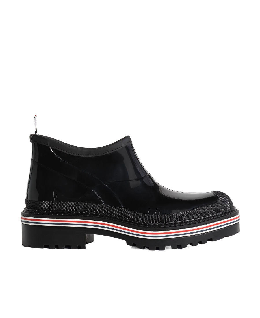 Thom Browne Stripe-trim Ankle Boots In Black