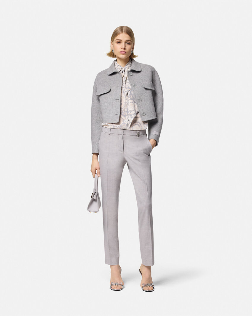 Versace Tailored Low-rise Trousers In Gray
