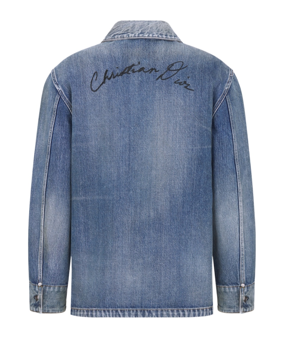 Dior Long-sleeved Denim Coat In Blue