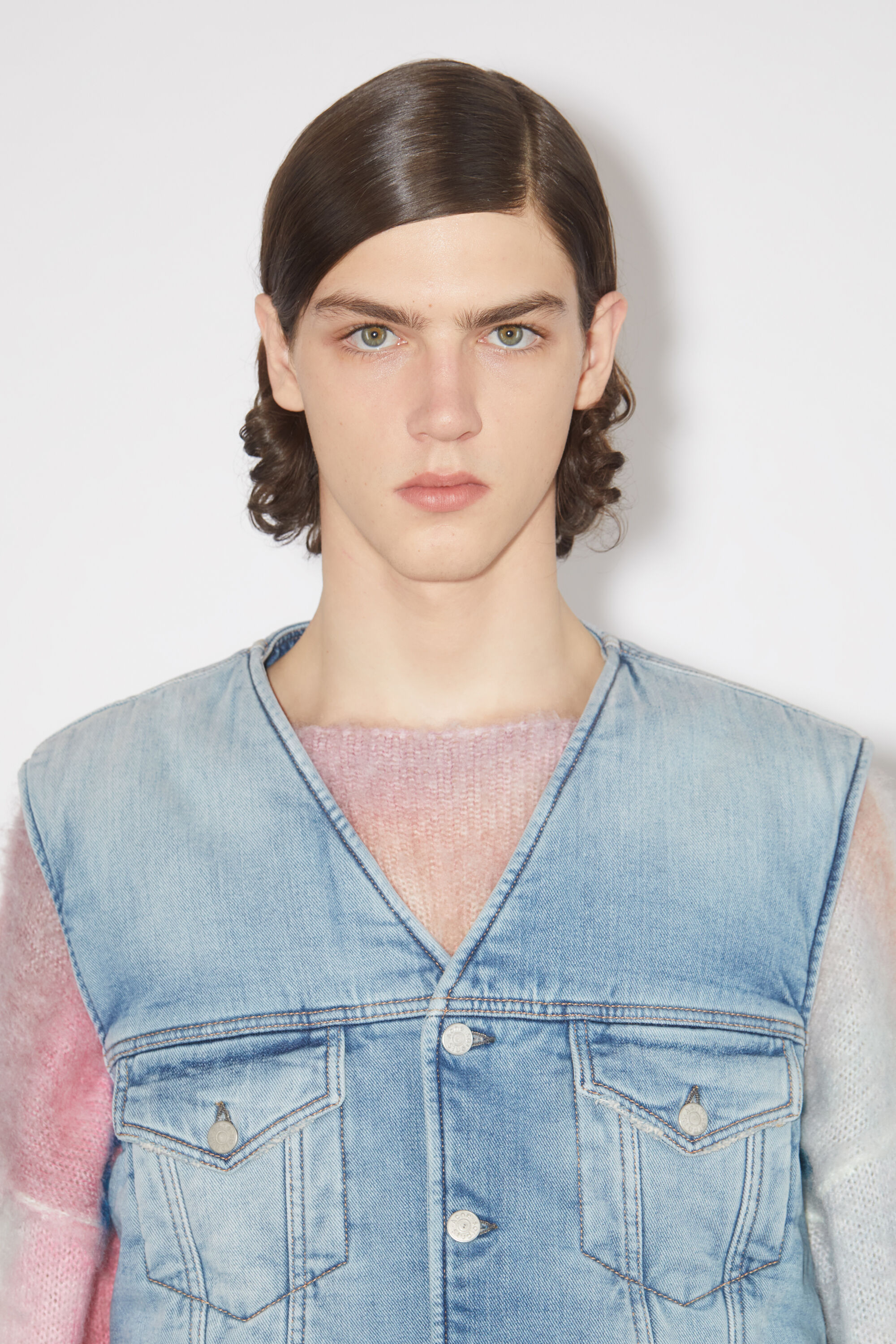 Acne Studios Padded Denim Gilet In Multicolor