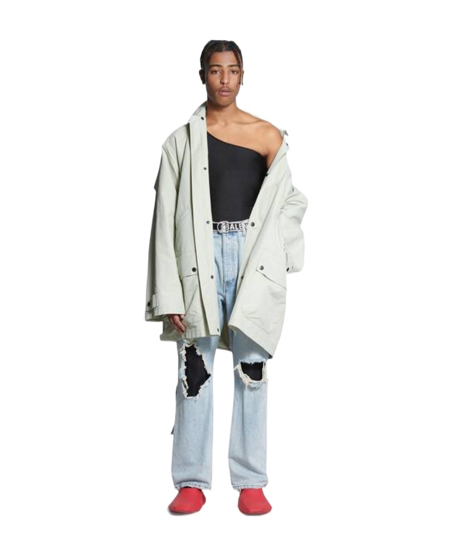 Balenciaga Bb Paris Icon Parka Coat In White
