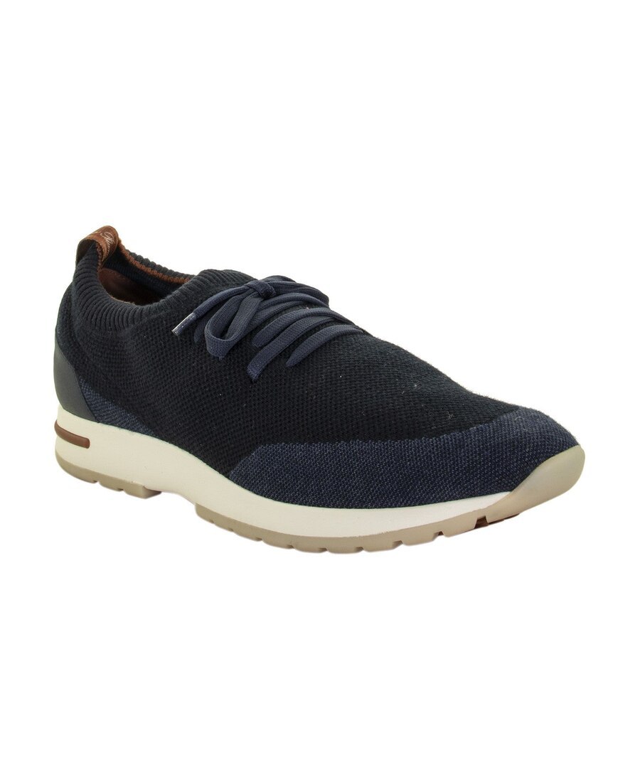 Loro Piana 360 Flexy Walk Leather-trimmed Knitted Wool Sneakers In Black