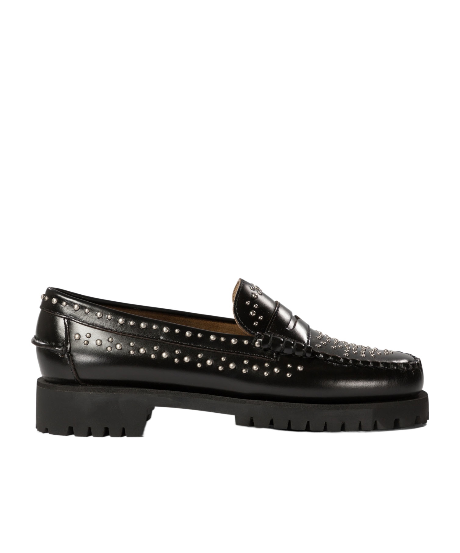 Sebago Chunky Sole Leather Loafers With Studded Design