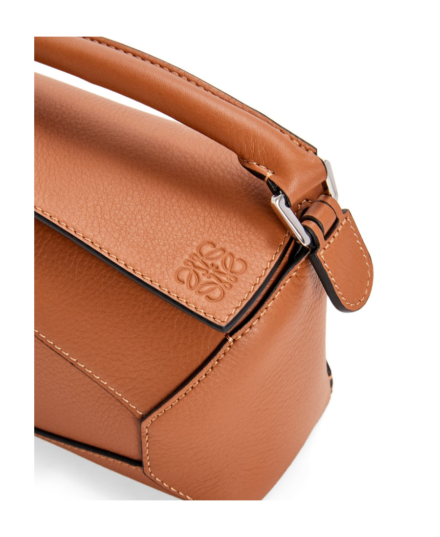 Loewe Puzzle Edge Mini Textured-leather Shoulder Bag In Brown