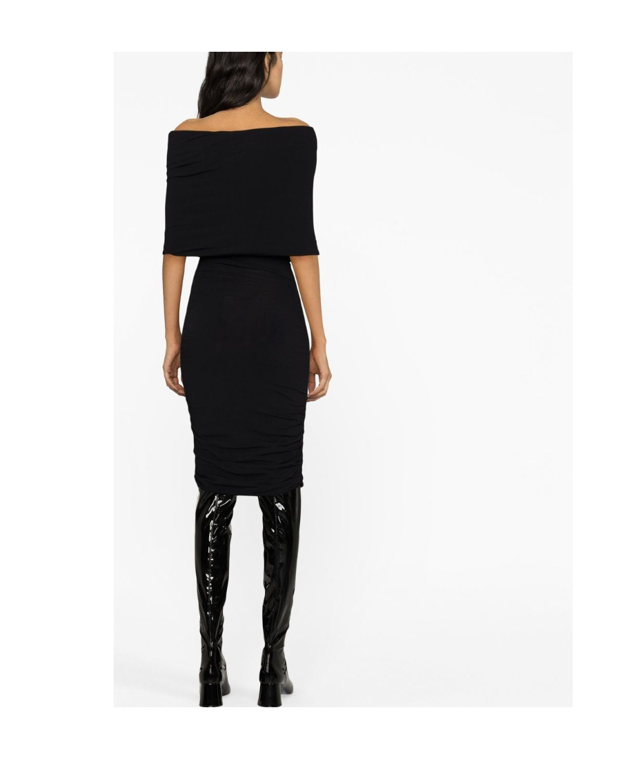 Khaite Aerica Ruched Midi Dress In Black