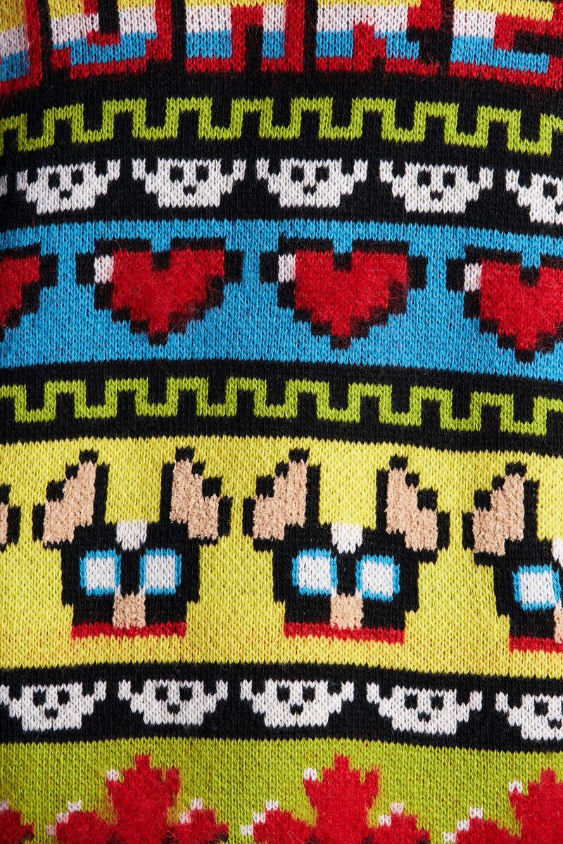 Dsquared2 Mohair Blend Ciro Sweater With Graphic Embroidery In Multicolor