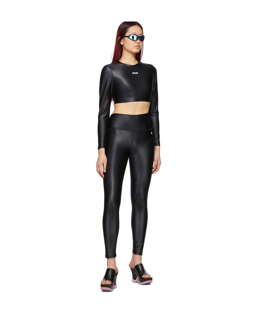Msgm Black Micro Logo Sport Top In Black